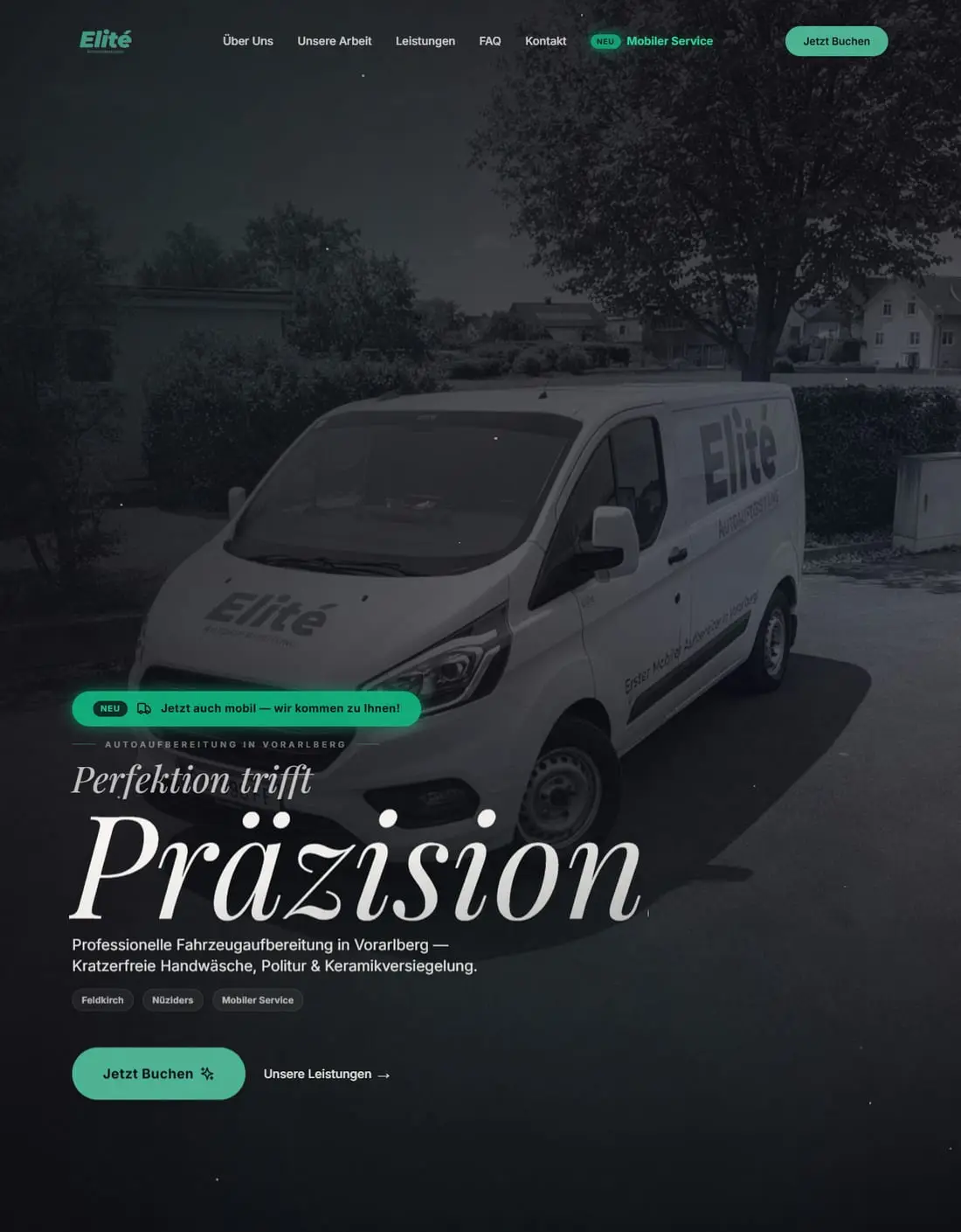 Startseite von Elité Aufbereitung — gebaut von HMMR Digital